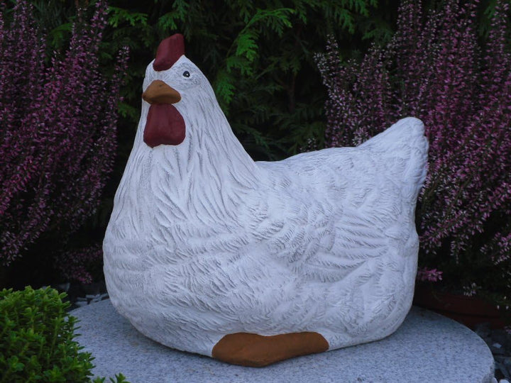 STEINFIGUREN SPICKER Steinfigur Huhn, Henne, Hahn 2er Set 135/5.1, 180/5.1 Gartenfigur Steinguss Tie