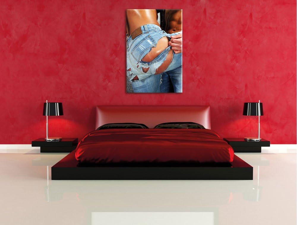 Sexy Pärchen Jeans, Format: 100x70 auf Leinwand, XXL riesige Bilder fertig gerahmt mit Keilrahmen, K