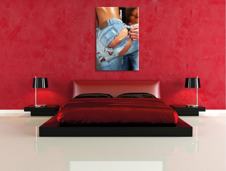 Sexy Pärchen Jeans, Format: 100x70 auf Leinwand, XXL riesige Bilder fertig gerahmt mit Keilrahmen, K