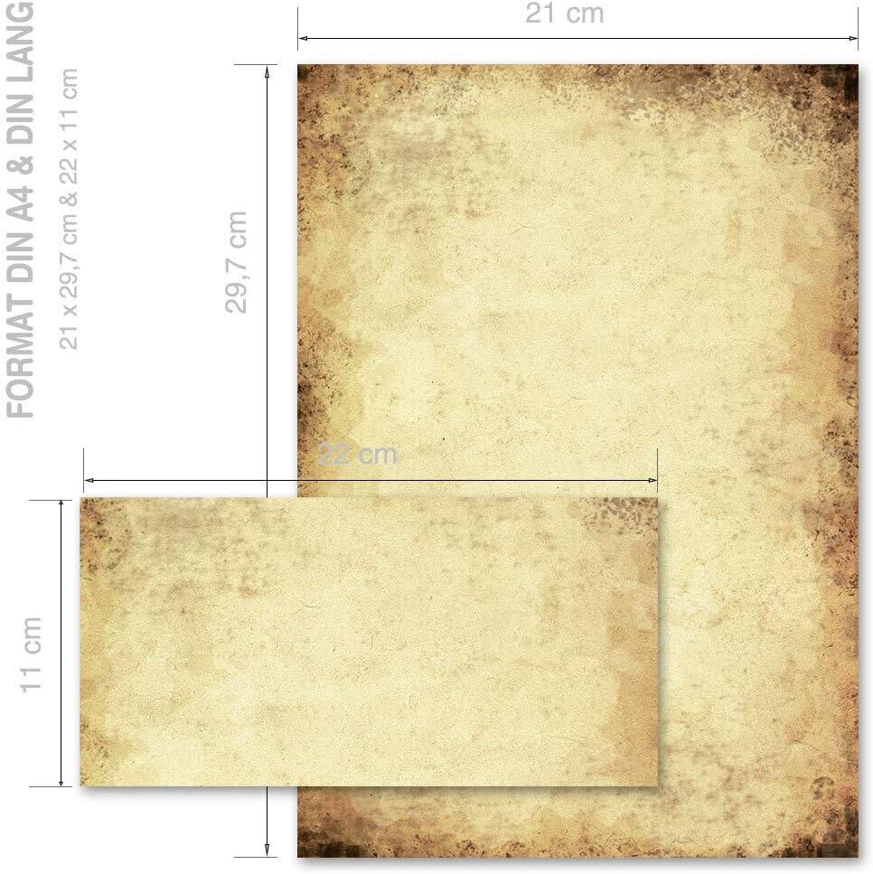 Briefpapier Sets Motivpapier Antik & History Geschichte, ALTES PAPIER 100 Blatt Briefpapier + 100 pa