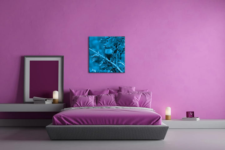Allfarblori Papagei in der Natur Format: 40x40 Effekt: Monocrome Blau als Leinwandbild, Motiv fertig