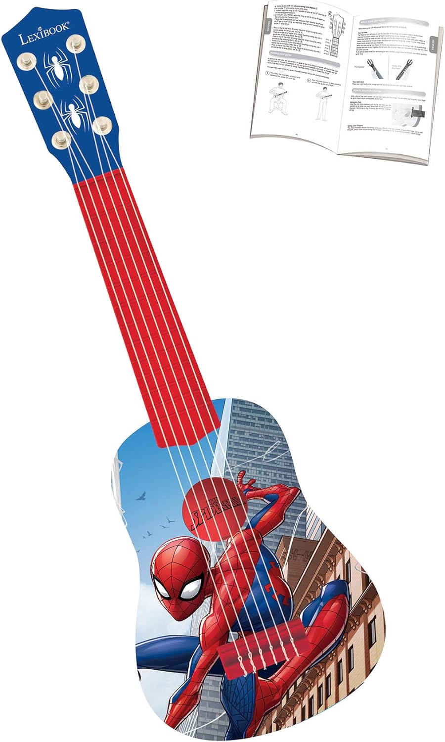 Marvel Spider-Man Peter Parker Meine erste Gitarre , 6 Nylonschnüre, 53 cm, Anleitung inklusive, bla
