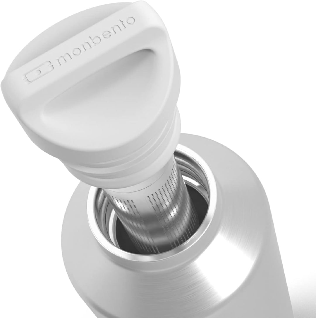 MONBENTO - Isotherme Wasser Flasche MB Steel Silver 500ml - Edelstahl - Auslaufsicher - Infusor - Hä
