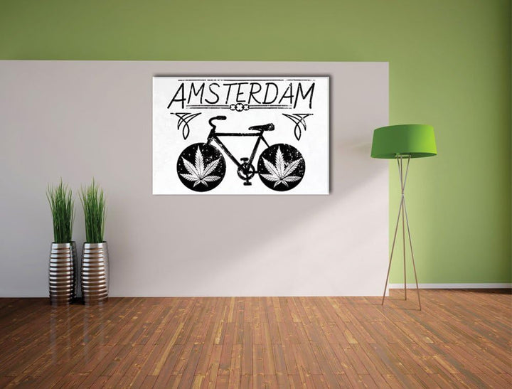 Pixxprint Amsterdam Light Format: 100x70auf Leinwand, XXL riesige Bilder fertig gerahmt mit Keilrahm