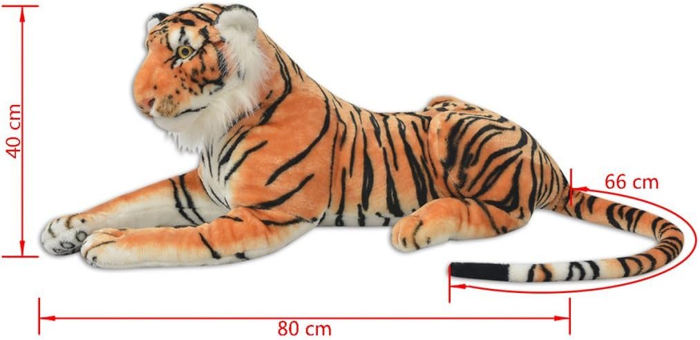 Festnight_ XXL Plüschtiger Tiger-Form Plüschtier 146x40cm Stofftiger Stofftier Plüsch Kuscheltier Sp