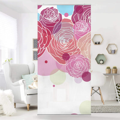 Bilderwelten Raumteiler Roses and Bubbles 250x120cm ohne Halterung 250x120cm without hanger, 250x120