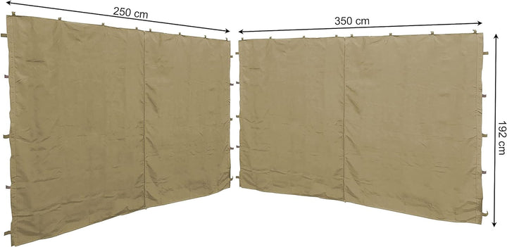 QUICK STAR 2 Seitenteile mit RV 250x192cm 350x192cm für Pavillon Nizza 3x4m Seitenwand Sand RAL 1001