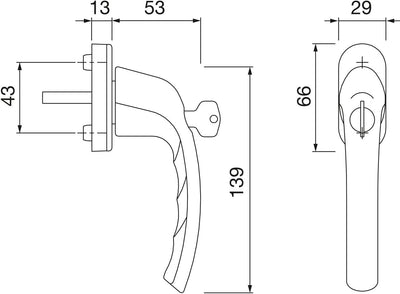 HOPPE Fenstergriff Tôkyô;abschliessbar/Al Ee, 1 Stück, 1904909 Edelstahlfärbig, Edelstahlfärbig