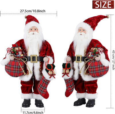 himaly Weihnachtsmann 17 Zoll 43.5 cm Höhe Weihnachtsmänner Saisonal Weihnachten Weihnachtsbaum Deko