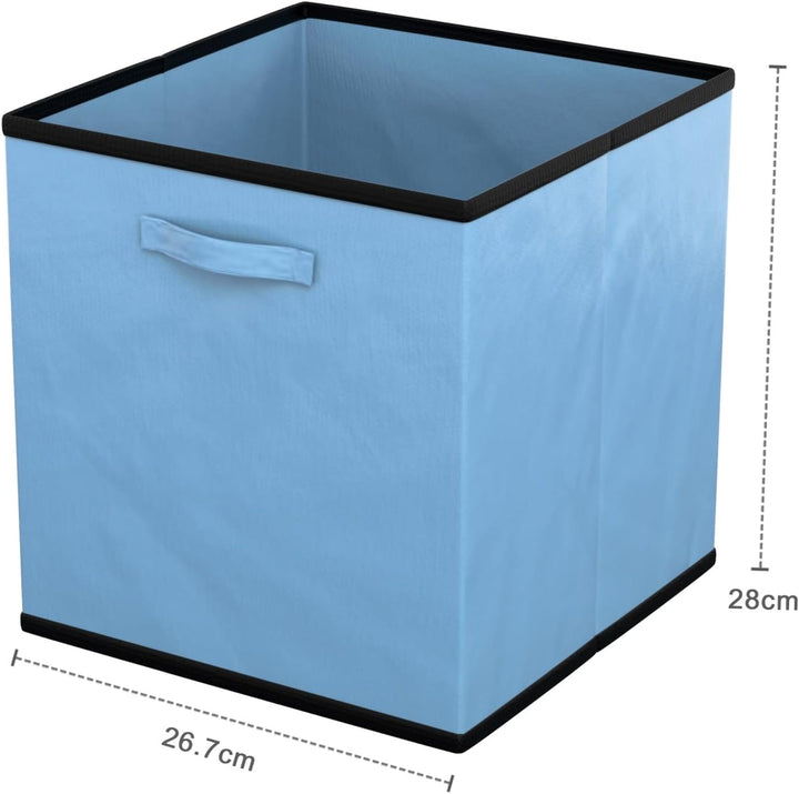 INTIRILIFE 6x faltbare Aufbewahrungs-Stoffbox in Blau - 26.7 x 26.7 x 28 cm - Multifunktionale Samme