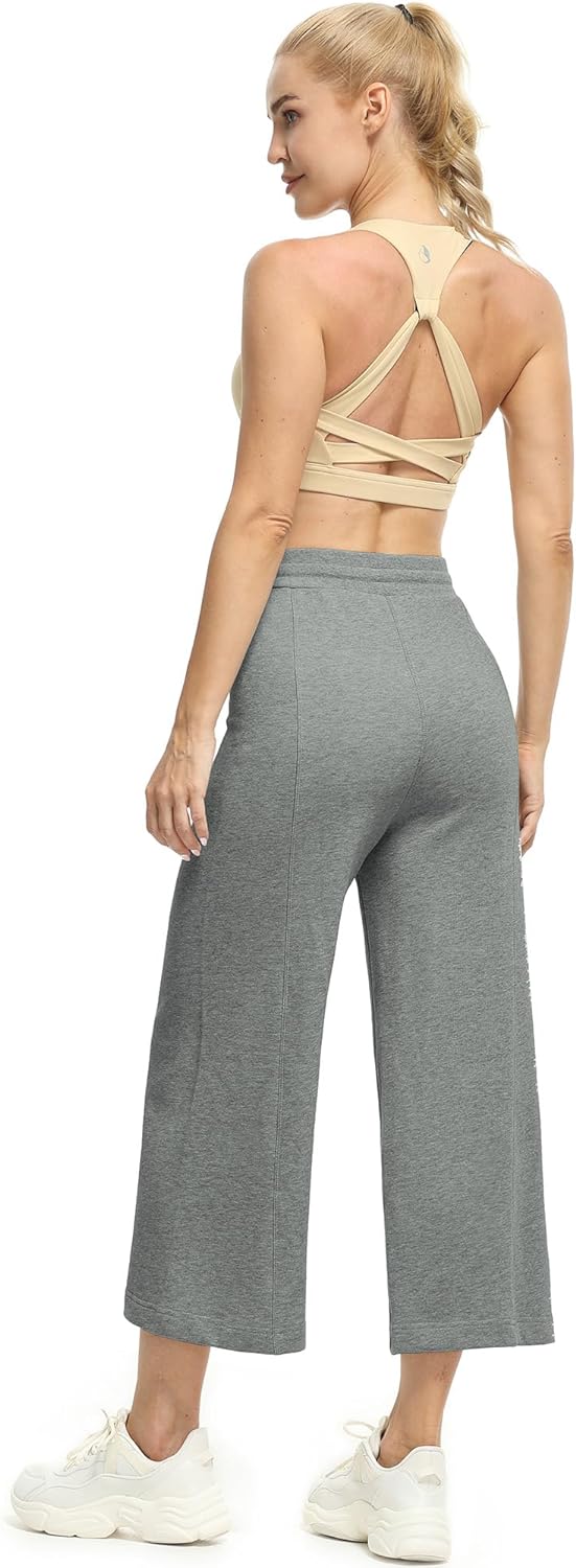 icyzone Damen Warme Gefütterte Jogginghose Thermo Fleece Cropped Sweathose Winter Verdickte Laufhose