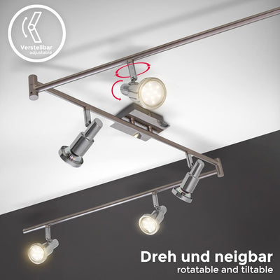 B.K.Licht - LED Deckenlampe schwenkbar, warmweisse Lichtfarbe, GU10 Fassung, LED Deckenleuchte, LED