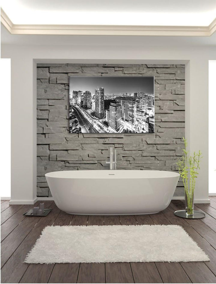 Pixxprint Moderne Architektur in der Innenstadt von Tokio Kunst B&W, Format: 100x70 auf Leinwand, 10