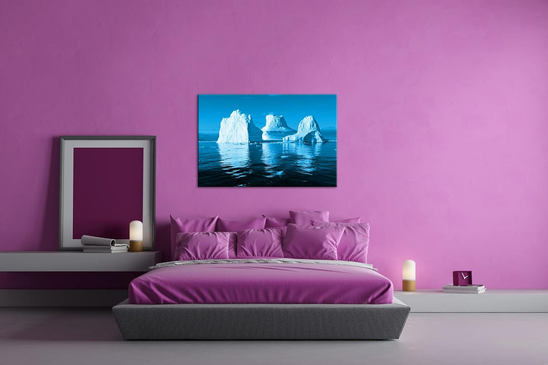 deyoli Gigantische Eisberge Format 80x60 Effekt: Monocrome Blau als Leinwandbild, Motiv fertig gerah
