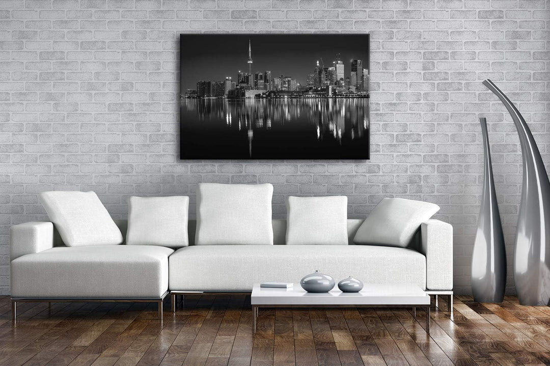 Cn Tower in Kanada Format: 80x60 Effekt: Schwarz&Weiss als Leinwandbild, Motiv fertig gerahmt auf Ec