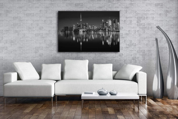 Cn Tower in Kanada Format: 80x60 Effekt: Schwarz&Weiss als Leinwandbild, Motiv fertig gerahmt auf Ec
