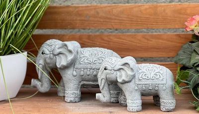 stoneandstyle Steinfigur 2er Set Elefanten Elefant frostfest Steinguss