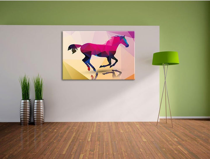 schönes Vector Pferd weiss, Format: 100x70 auf Leinwand, XXL riesige Bilder fertig gerahmt mit Keilr