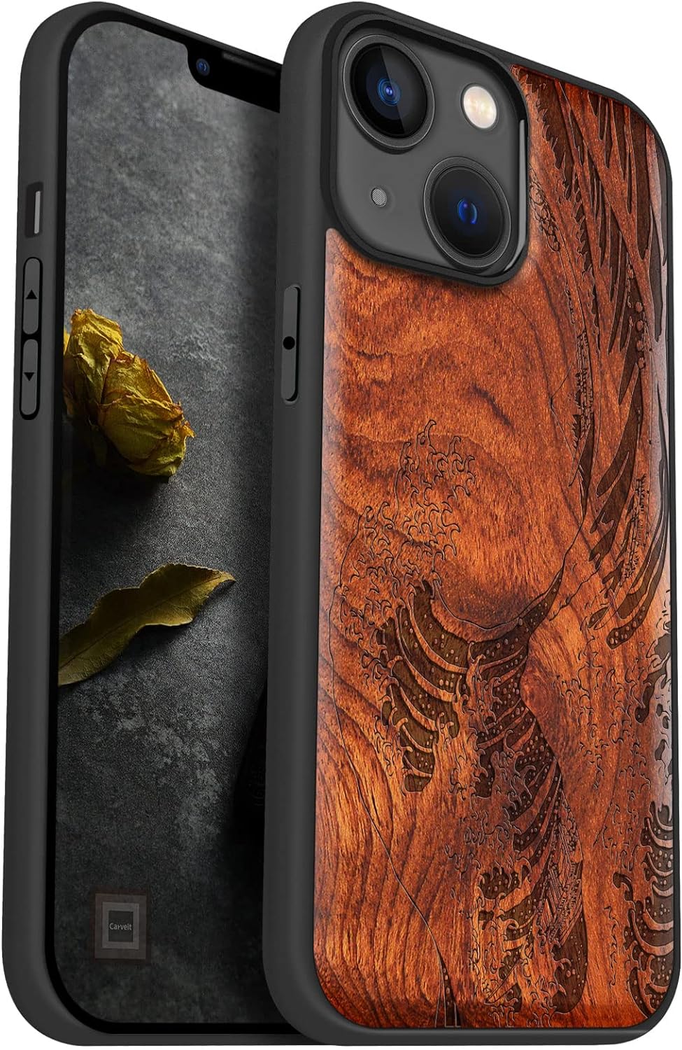 Carveit Handyhülle für iPhone 14 Cover Kompatibel mit Magsafe [Holz und TPU Silikon Hybrid hülle] Ma