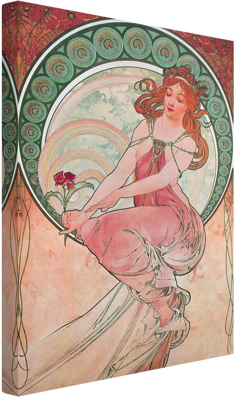 Bilderwelten Leinwandbild - Alfons Mucha - Vier Künste - Die Malerei - Hochformat, 90 x 60 cm 90cm x