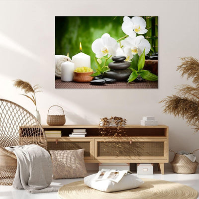 Bilder auf Leinwand 100x70cm Leinwandbild Blume aromatherapie spa Gross Wanddeko Bild Schlafzimmer K