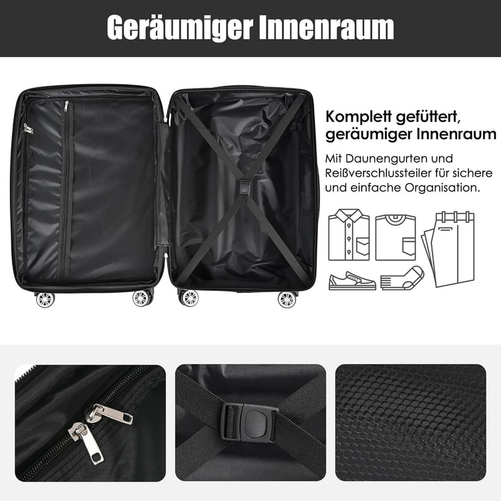 Merax Koffer Set 3-teilig, Hartschalen-Koffer Trolley Rollkoffer Reisekoffer Handgepäck, TSA Zollsch