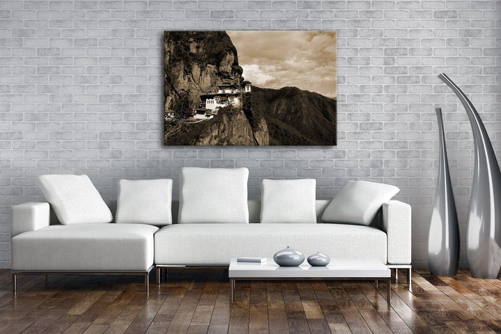 deyoli berühmtes Tigernest Kloster im Himalaya Format: 80x60 Effekt: Sepia als Leinwandbild, Motiv f