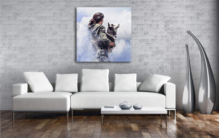 deyoli Edler Husky Format: 70x70 als Leinwand, Motiv fertig gerahmt auf Echtholzrahmen, Hochwertiger