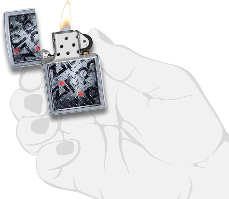 Zippo Sturmfeuerzeug mit Diamant-Pladte-Design, Chrom, regulär, Unisex Regular Chrome Chrome, Chrome