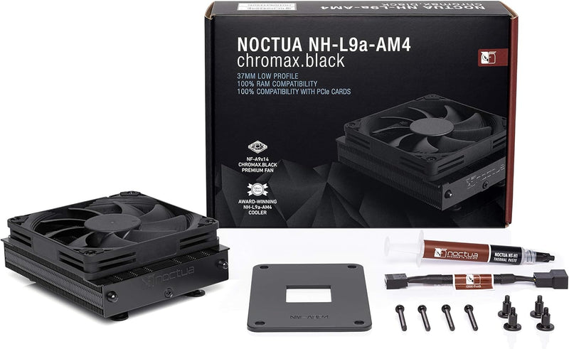 Noctua NH-L9a-AM4 chromax.black, Low-Profile CPU Kühler für AMD Ryzen (Schwarz)