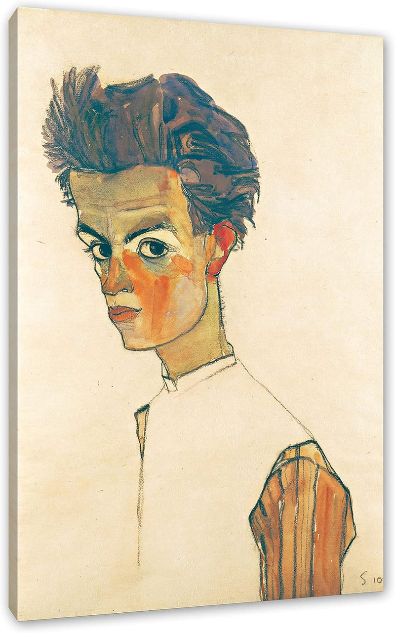 Generisch Egon Schiele - Selbstportrait als Leinwandbild / Grösse: 100x70 cm / Wandbild / Kunstdruck