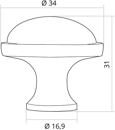 SO-TECH® 10er SET Schrankgriffe Kommodengriffe ANSGAR Ø: 34 mm weiss mit Metallfuss in Chrom poliert