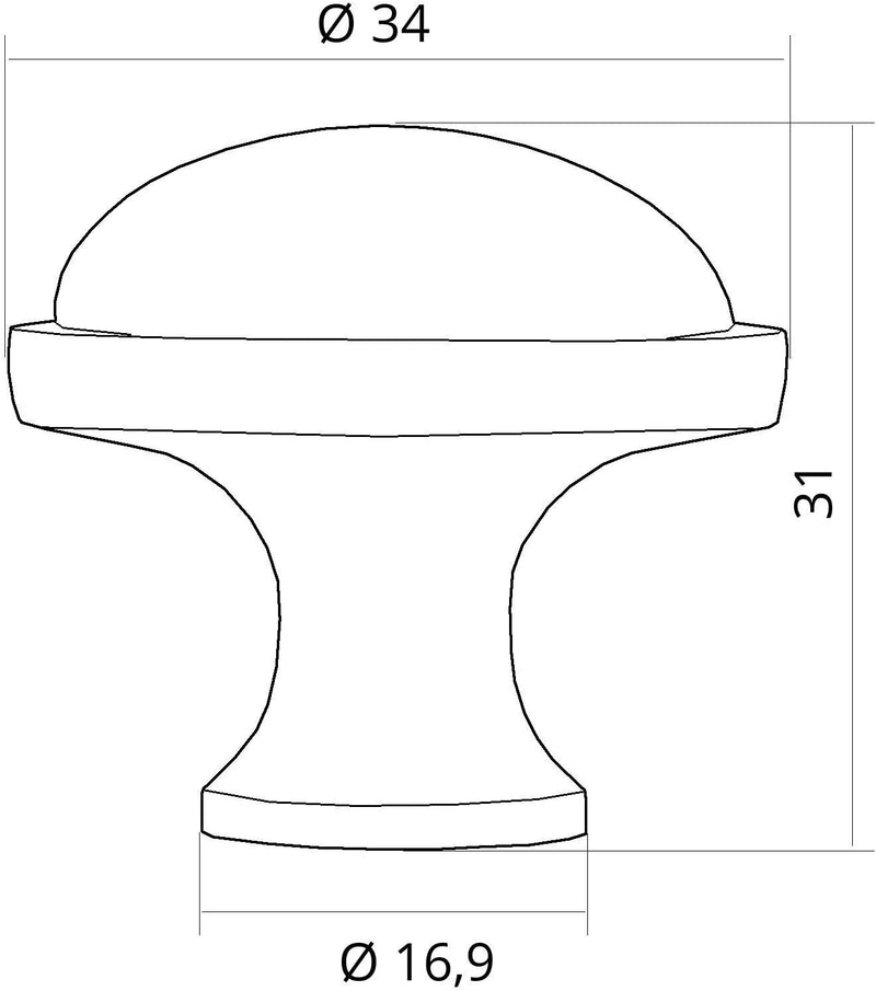 SO-TECH® 10er SET Schrankgriffe Kommodengriffe ANSGAR Ø: 34 mm weiss mit Metallfuss in Chrom poliert