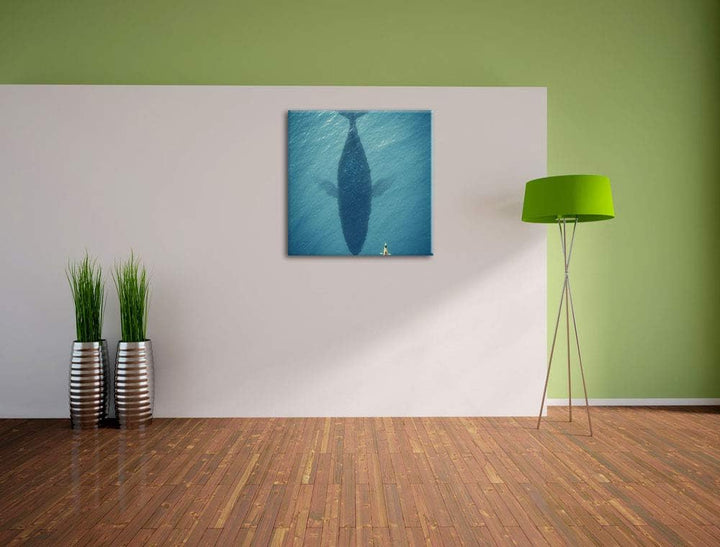 Riesiger Wal Schatten, Format: 70x70 auf Leinwand, XXL riesige Bilder fertig gerahmt mit Keilrahmen,