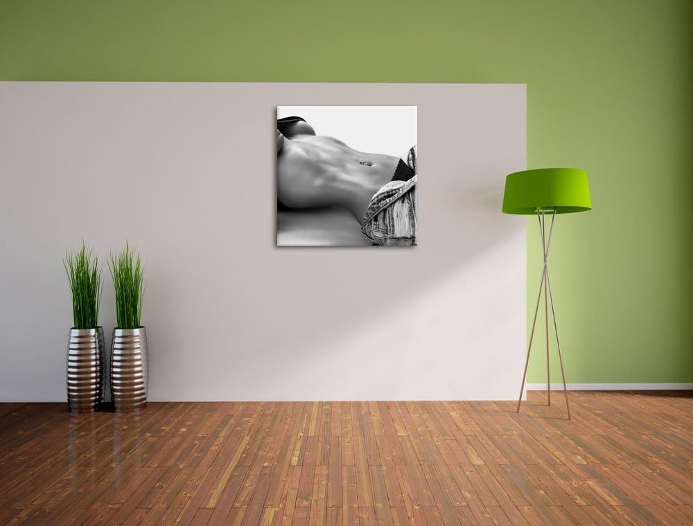 Pixxprint Sexy Frau mit schönem Körper Schwarz/Weiss, Format: 70x70 auf Leinwand, 70x70