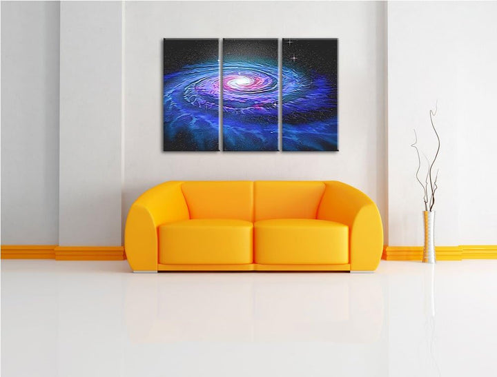 Sternenwirbel Galaxie Spezial 3-Teiler Leinwandbild 120x80 Bild auf Leinwand, XXL riesige Bilder fer
