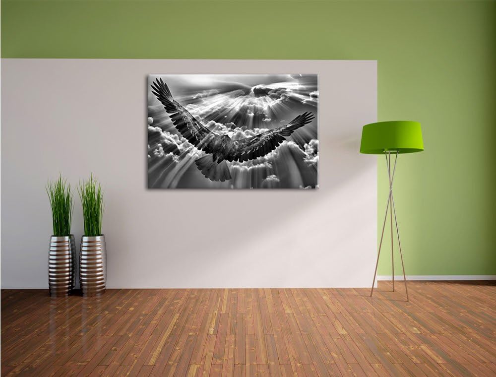 Pixxprint Monocrome, Adler über den Wolken, Format: 100x70 auf Leinwand, 100x70