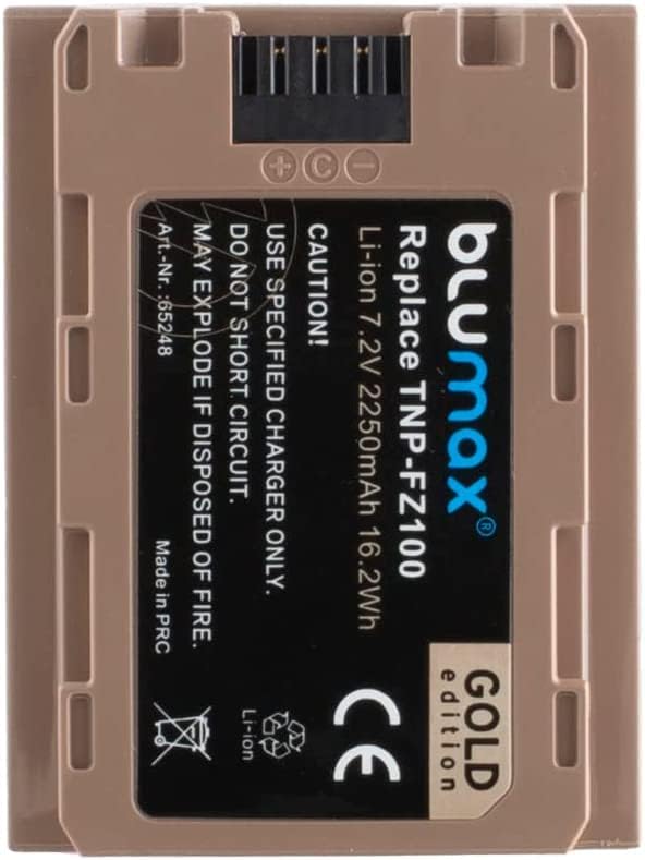 2X Blumax Gold Akku ersetzt Sony NP-FZ100 (2250mAh) mit USB Typ-C Ladebuchse - NTC-Sensor & V1-Gehäu
