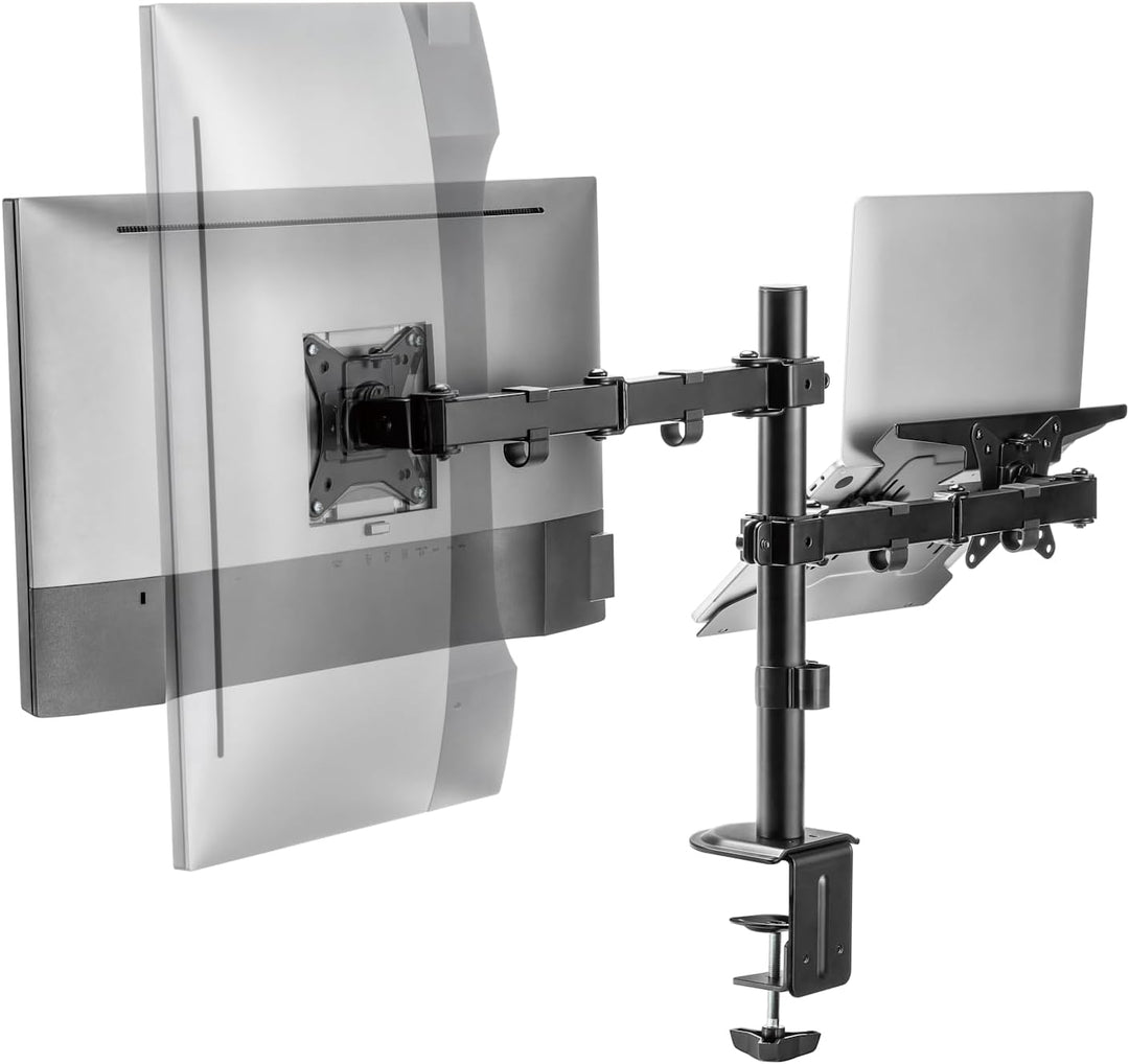 Ewent Monitor Halterung mit Laptop Arm für 13-32 Zoll LCD LED Bildschirm bis zu 15,6“ Notebook, Neig