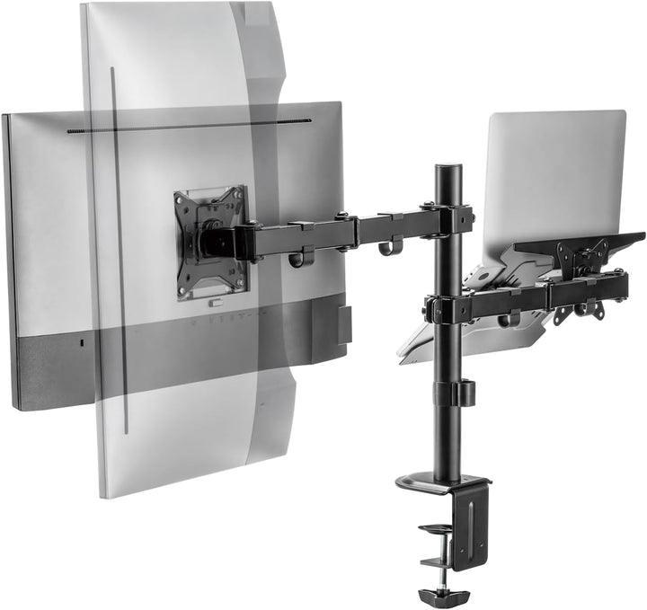 Ewent Monitor Halterung mit Laptop Arm für 13-32 Zoll LCD LED Bildschirm bis zu 15,6“ Notebook, Neig