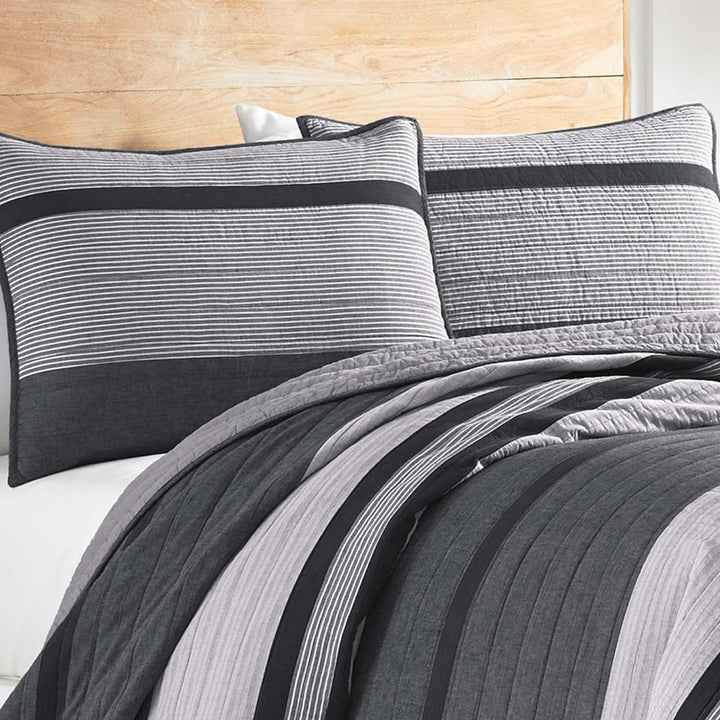 Nautica Vessey Cotton Pieced Quilt, Twin, Gray, Twin