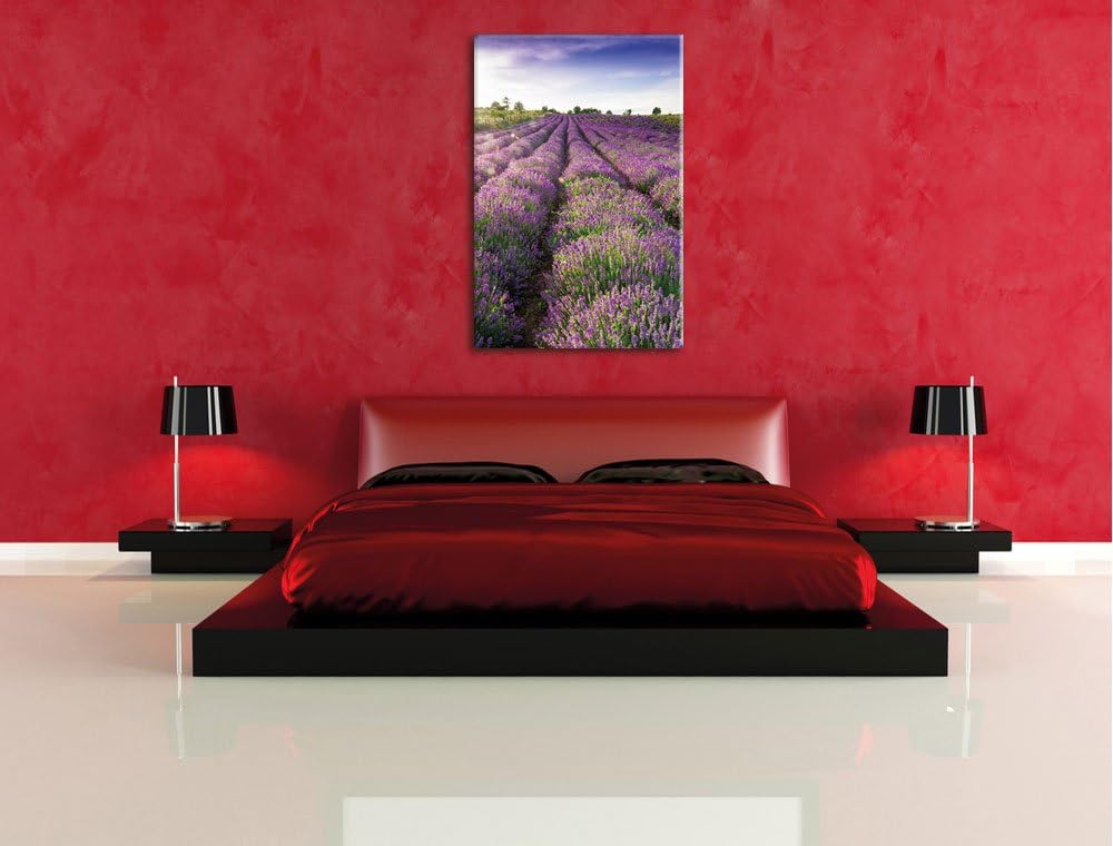 Lavendelfeld Provence, Format: 100x70 auf Leinwand, XXL riesige Bilder fertig gerahmt mit Keilrahmen