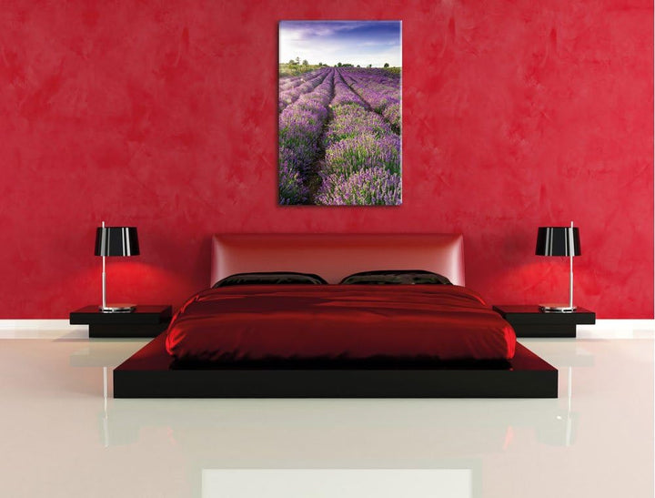 Lavendelfeld Provence, Format: 100x70 auf Leinwand, XXL riesige Bilder fertig gerahmt mit Keilrahmen