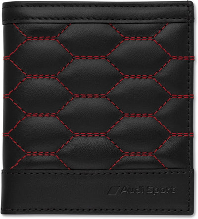 Audi 3152201300 Geldbörse Minibörse Leder Herren RFID-Schutz Portemonnaie, schwarz/rot