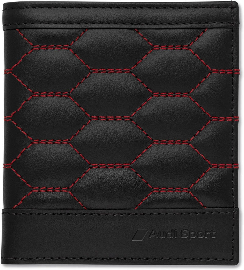 Audi 3152201300 Geldbörse Minibörse Leder Herren RFID-Schutz Portemonnaie, schwarz/rot