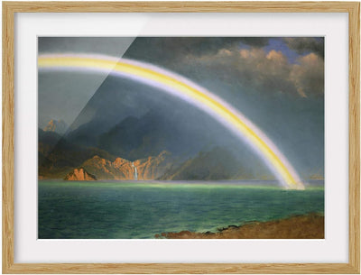 Bild mit Rahmen - Albert Bierstadt - Regenbogen über Jenny Lake - Eiche 50x70 cm 50cm x 70cm Eiche,