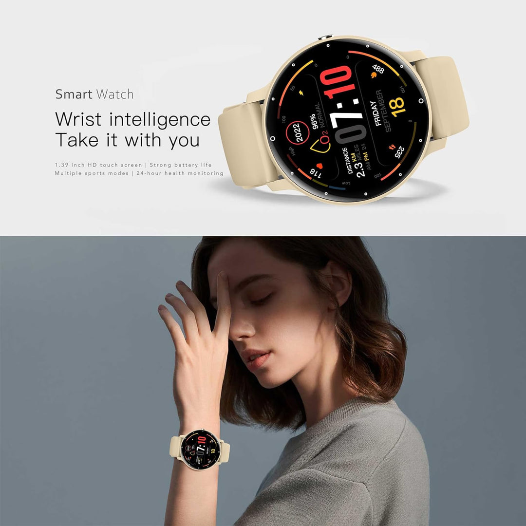 Smartwatch Damen mit Telefonfunktion, 5ATM Wasserdicht 123 Sportmodi Fitnessuhr Aktivitätstracker, 1