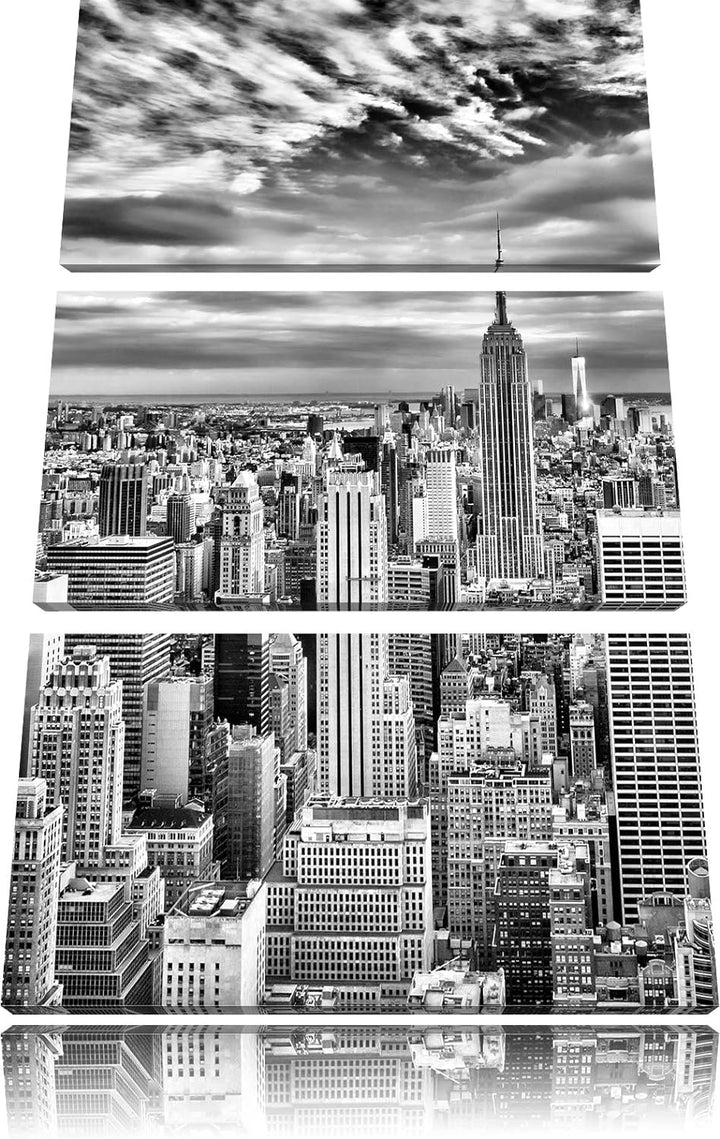 Pixxprint Skyline New York als Leinwandbild/Grösse: 3 Teilig (120x80) cm/Wandbild/Kunstdruck/fertig