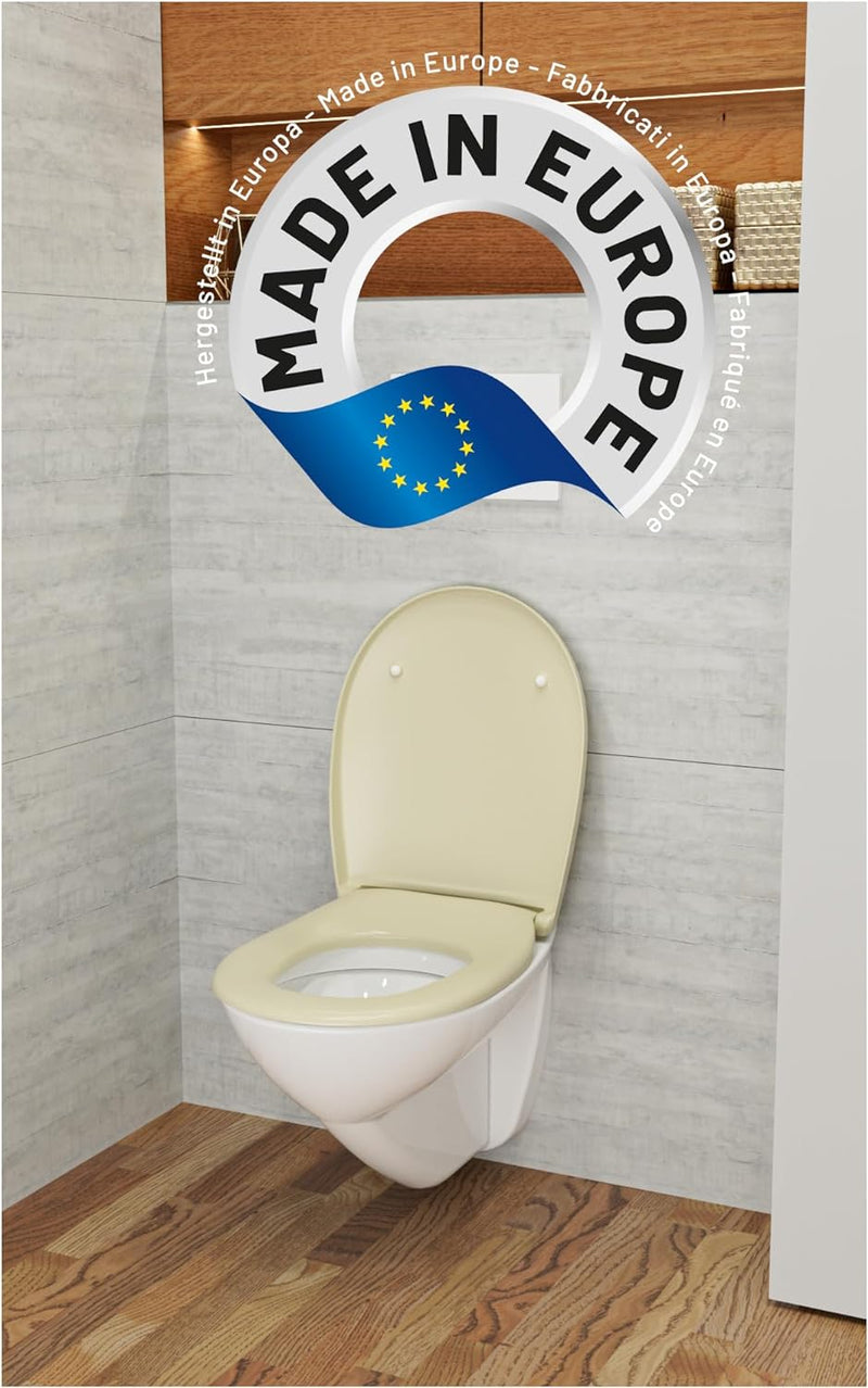 LUVETT® WC-Sitz mit Absenkautomatik C100 oval universell, Toilettendeckel mit 3 Edelstahl Montagelös