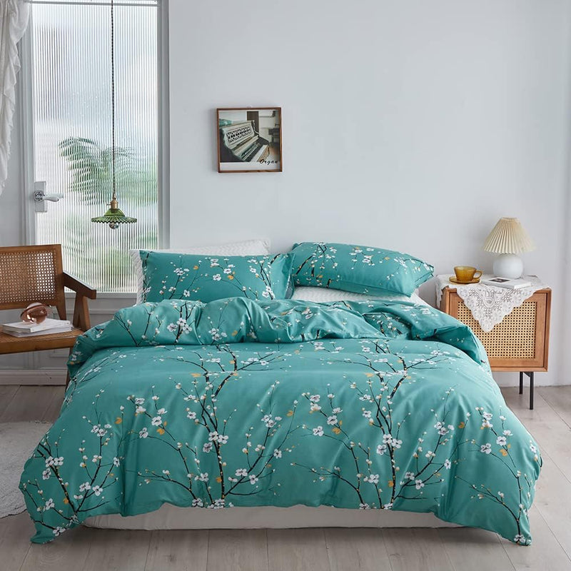 OLDBIAO Bettwäsche 135x200 cm Set, Blau Mikrofaser Bettbezug 135x200cm und Kissenbezug 80x80cm, Ästh